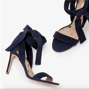 Boden Ankle Tie Heels, Navy, Size 7